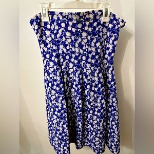Urban Outfitters Blue and White Floral Strapless Dress